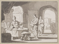 KG 07280
<br/>
Mannen in een interieur (belasting innen?)
<br/>
<em>Cootwyck, Jurriaan (1714 - 1798)</em>